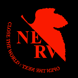 Modified NERV logo — 'Close this world : txEn eht nepo'